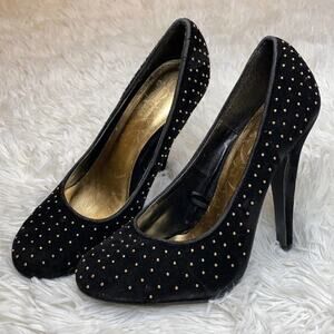 F24 Pump Heels size 6 Black & Gold 4 inch Retro Pin Up Night Out Club Glam